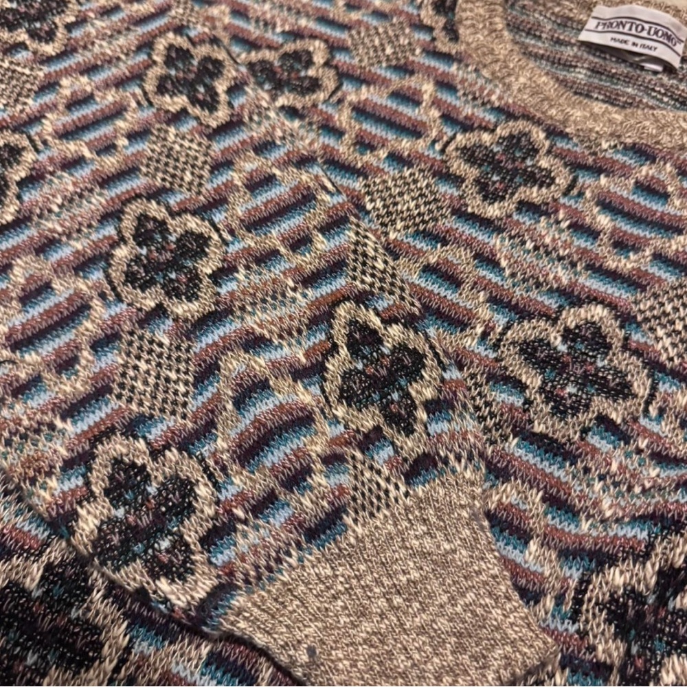 Men's Patterned Sweater - Black and Brown - Picture 3 of 3